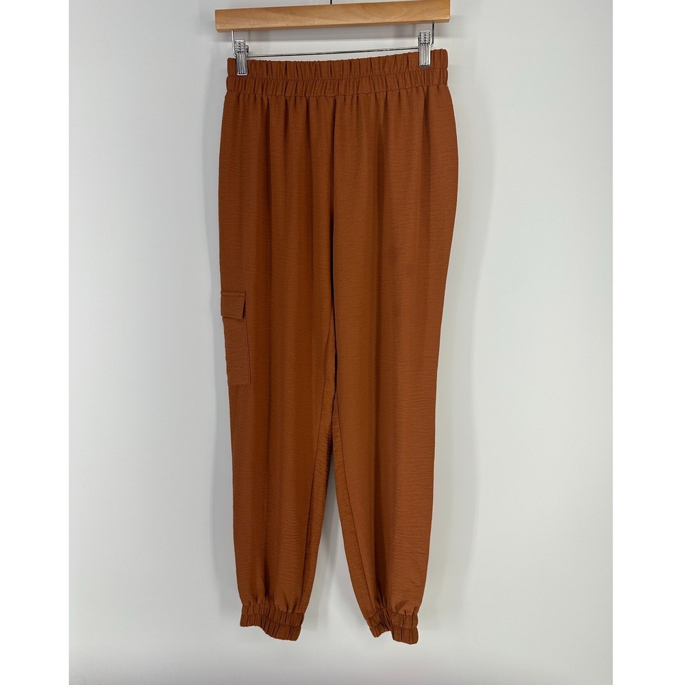 Fred‎ David Joggers Womens Small Rust Orange Elastic Waist Cargo Relaxed Pants